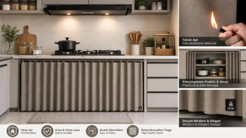 Gorden Dapur Bawah Kompor Bermaterial Tahan Api