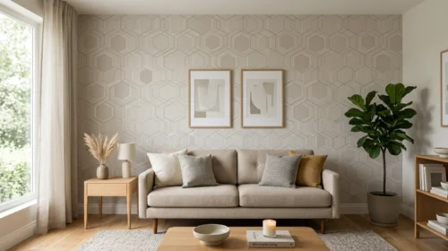 Motif Geometris dan Minimalis untuk Wallpaper Ruang Tamu